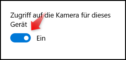 Schalter anklicken um Kamera zu deaktivieren