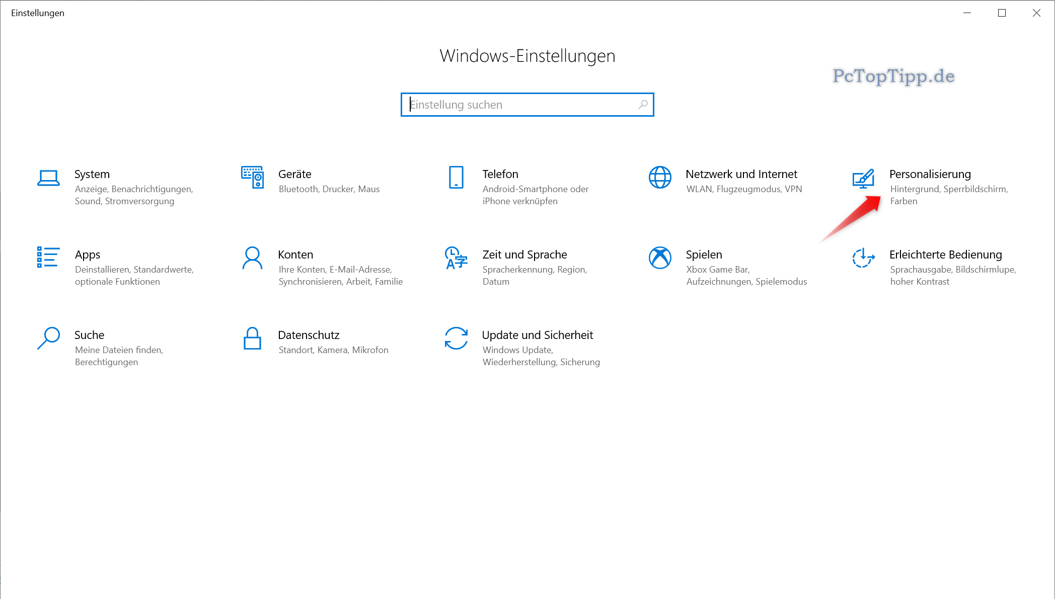 Einstellungen Personalisierung