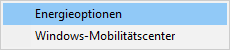 rechte Maustaste auf das Energiesymbol und Enegieoptionen auswählen