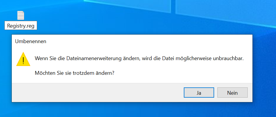 Datei umbenennen in eine REG Datei