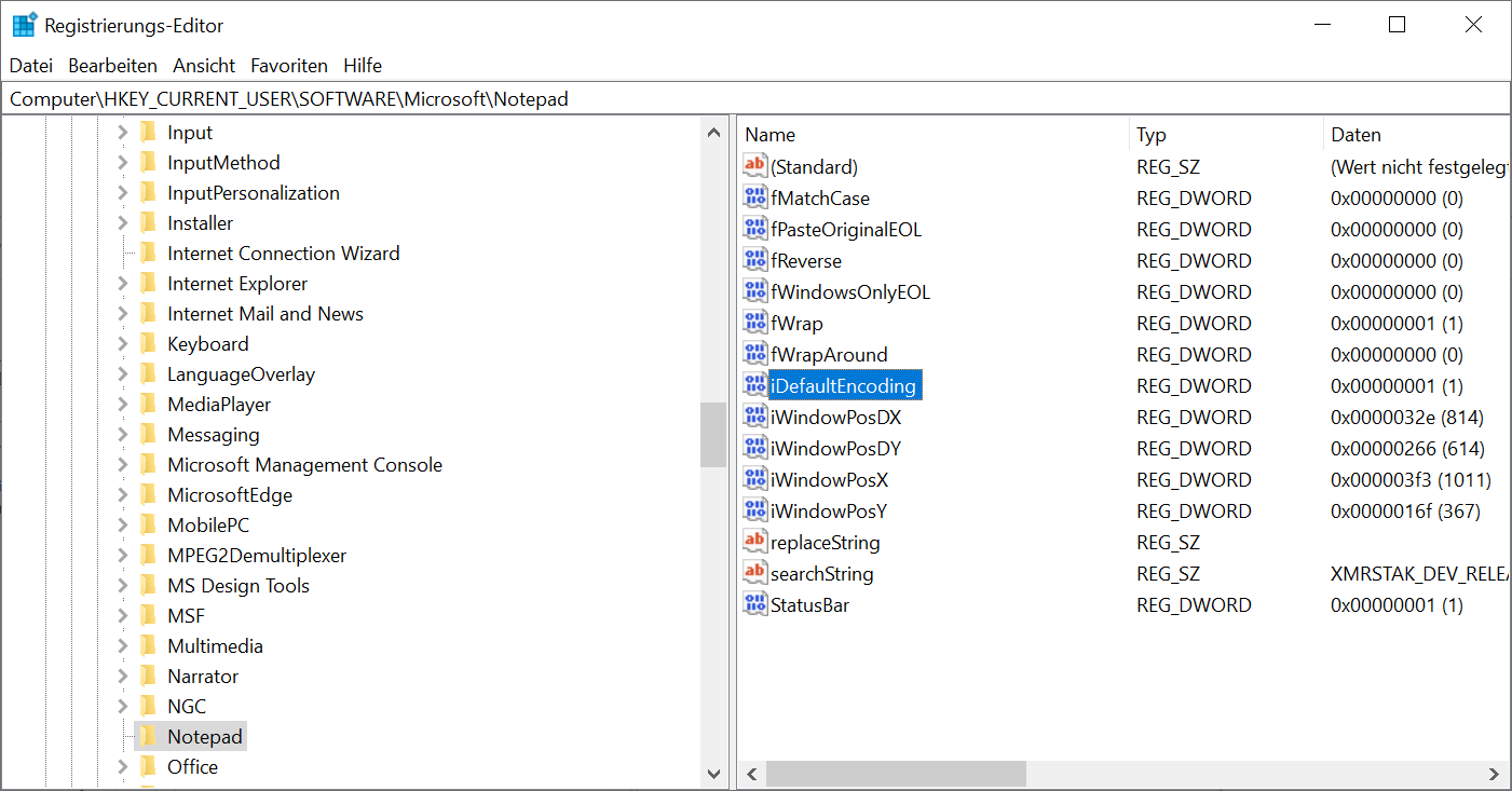 Standard Zeichensatz (Encoding) festlegen